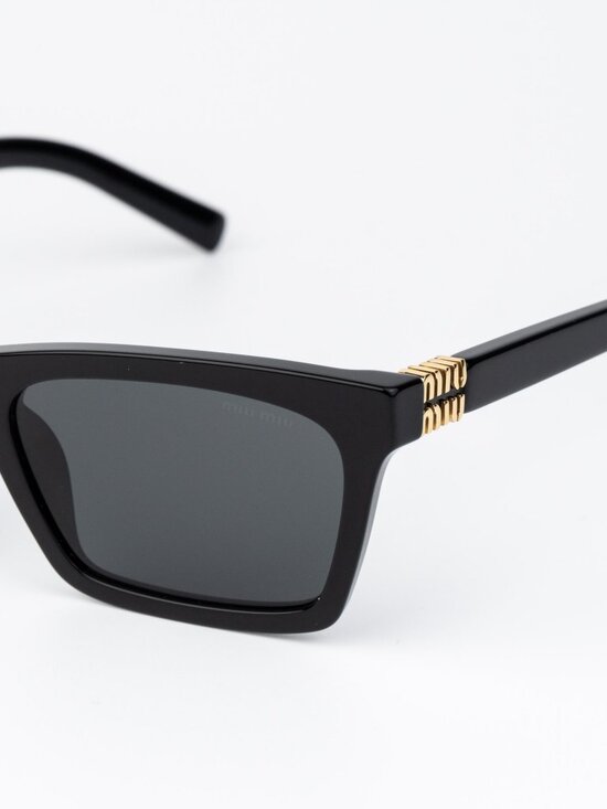 Miu Miu Women Sunglasses Black Grey Rectangle MUA05S 16K08Z NEW AUTHENTIC